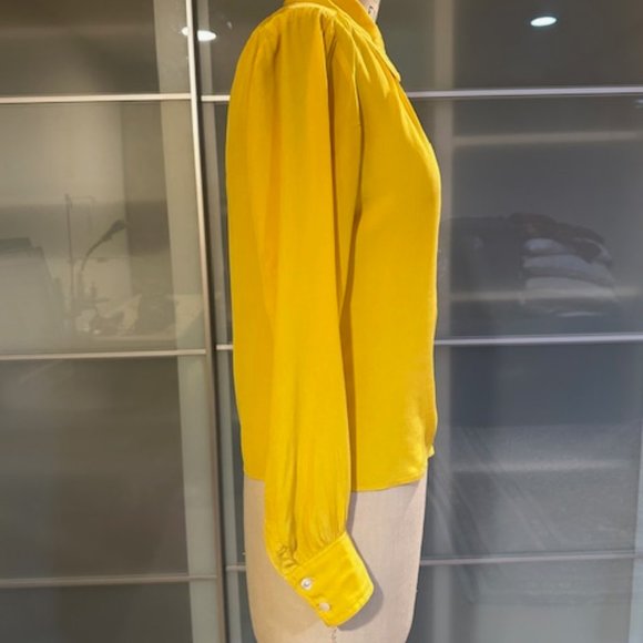 Vintage 80's YVES SAINT LAURENT Rive Gauche Silk Blouse Sz 38 Marigold - Picture 6 of 10